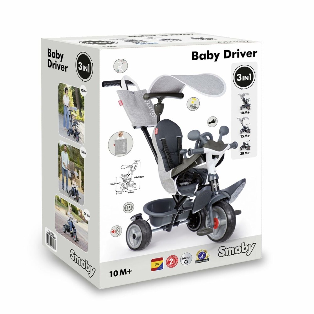 Tricycle Smoby Baby Driver Gris