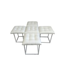 Jeu de tabourets GO GIFT Transformer Blanc Cuir Acier 50 x 50 x 50 cm Pouf 5 en 1 5 Unités
