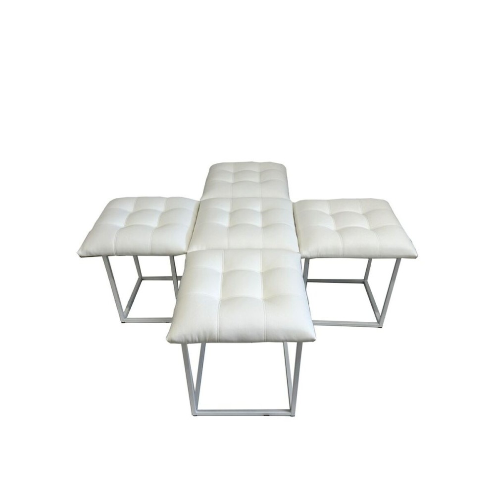 Set of stools GO GIFT Transformer White Leather Steel 50 x 50 x 50 cm Pouffe 5-in-1 5 Units