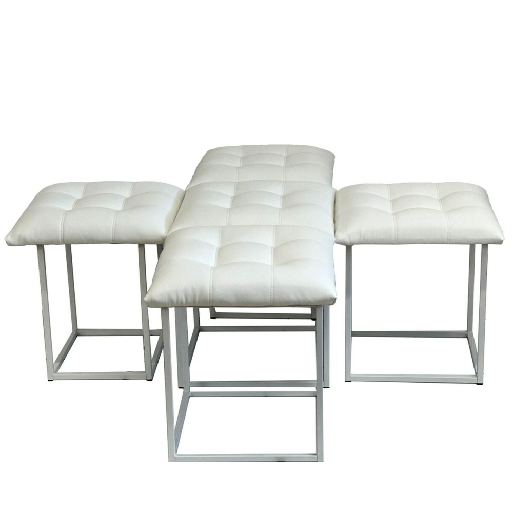 Set of stools GO GIFT Transformer White Leather Steel 50 x 50 x 50 cm Pouffe 5-in-1 5 Units
