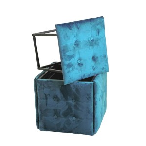 Stuhl-Set GO GIFT Transformer Blau Samt Stahl 50 x 50 x 50 cm Puff 5 in 1 5 Stück