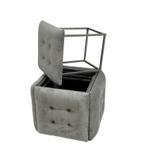 Set of stools GO GIFT Transformer Grey Velvet Steel 50 x 50 x 50 cm Pouffe 5-in-1 5 Units