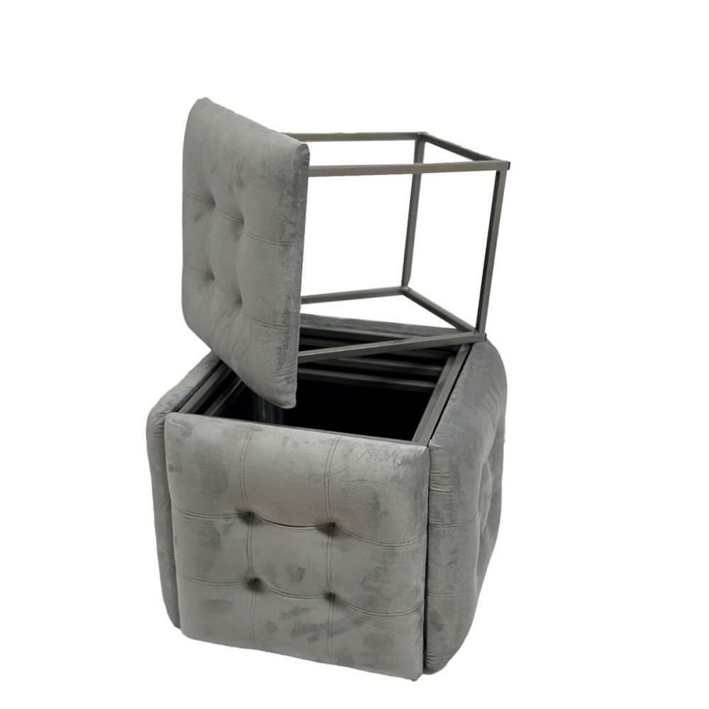 Set of stools GO GIFT Transformer Grey Velvet Steel 50 x 50 x 50 cm Pouffe 5-in-1 5 Units