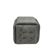 Set of stools GO GIFT Transformer Grey Velvet Steel 50 x 50 x 50 cm Pouffe 5-in-1 5 Units
