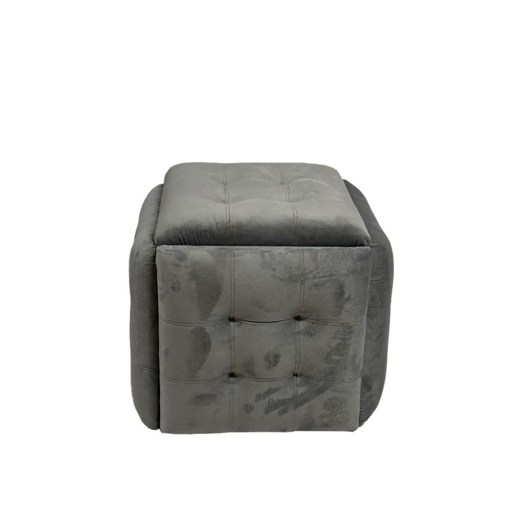 Set of stools GO GIFT Transformer Grey Velvet Steel 50 x 50 x 50 cm Pouffe 5-in-1 5 Units