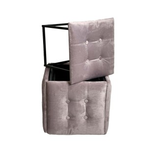 Stuhl-Set GO GIFT Transformer Rosa Samt Stahl 50 x 50 x 50 cm Puff 5 in 1 5 Stück