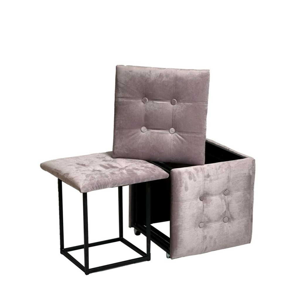 Set of stools GO GIFT Transformer Pink Velvet Steel 50 x 50 x 50 cm Pouffe 5-in-1 5 Units