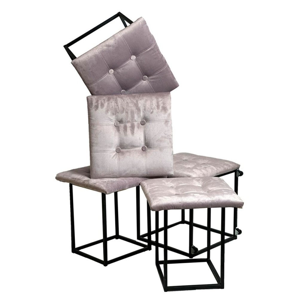 Set of stools GO GIFT Transformer Pink Velvet Steel 50 x 50 x 50 cm Pouffe 5-in-1 5 Units