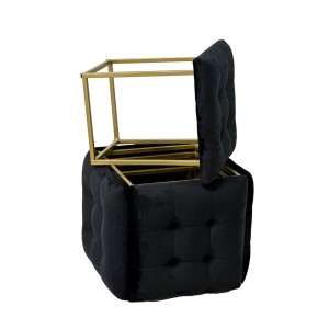 Stuhl-Set GO GIFT Transformer Schwarz Samt Stahl 50 x 50 x 50 cm Puff 5 in 1 5 Stück