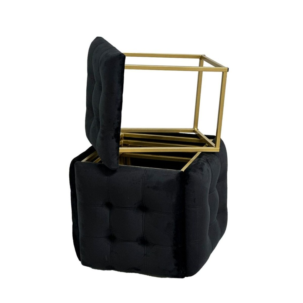 Set of stools GO GIFT Transformer Black Velvet Steel 50 x 50 x 50 cm Pouffe 5-in-1 5 Units