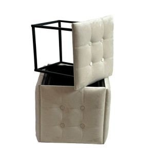 Stuhl-Set GO GIFT Transformer Creme Samt Stahl 50 x 50 x 50 cm Puff 5 in 1 5 Stück