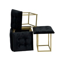 Set of stools GO GIFT Transformer Black Velvet Steel 50 x 50 x 50 cm Pouffe 5-in-1 5 Units