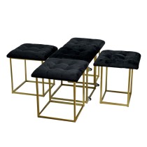 Set of stools GO GIFT Transformer Black Velvet Steel 50 x 50 x 50 cm Pouffe 5-in-1 5 Units