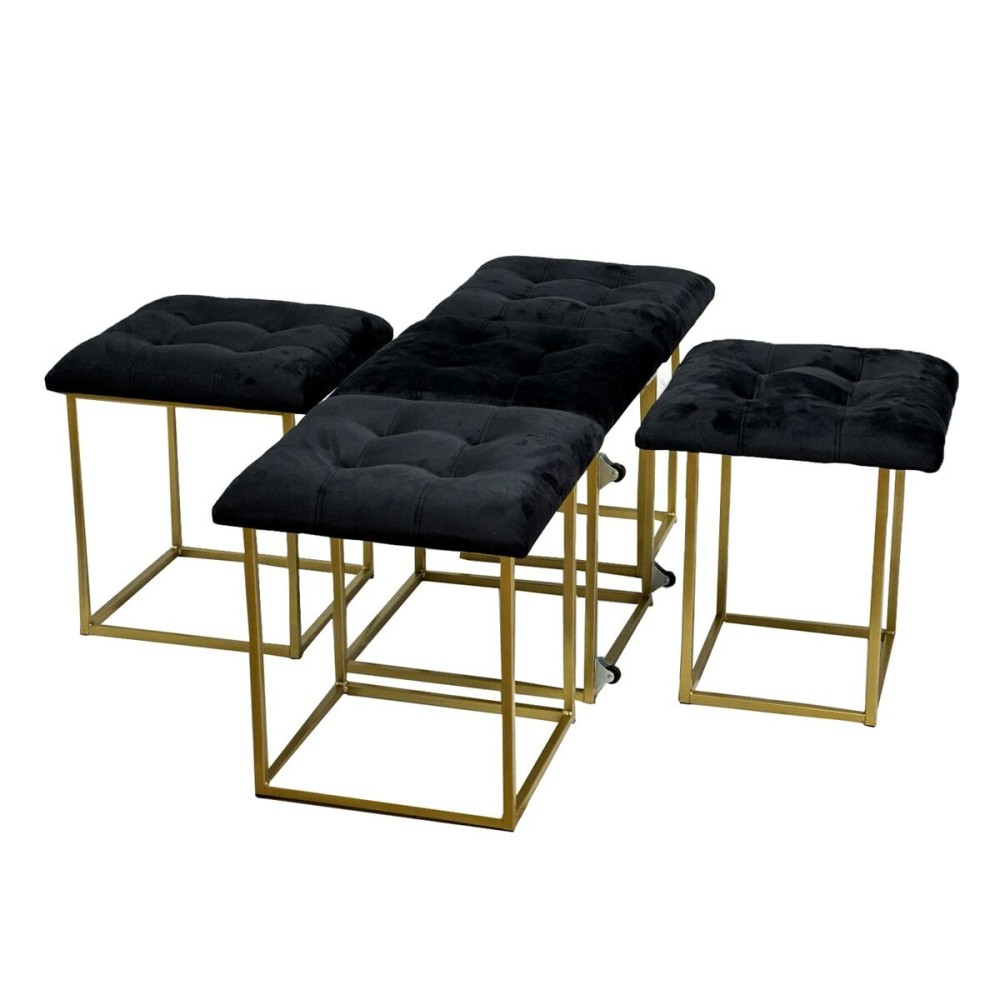 Stuhl-Set GO GIFT Transformer Schwarz Samt Stahl 50 x 50 x 50 cm Puff 5 in 1 5 Stück