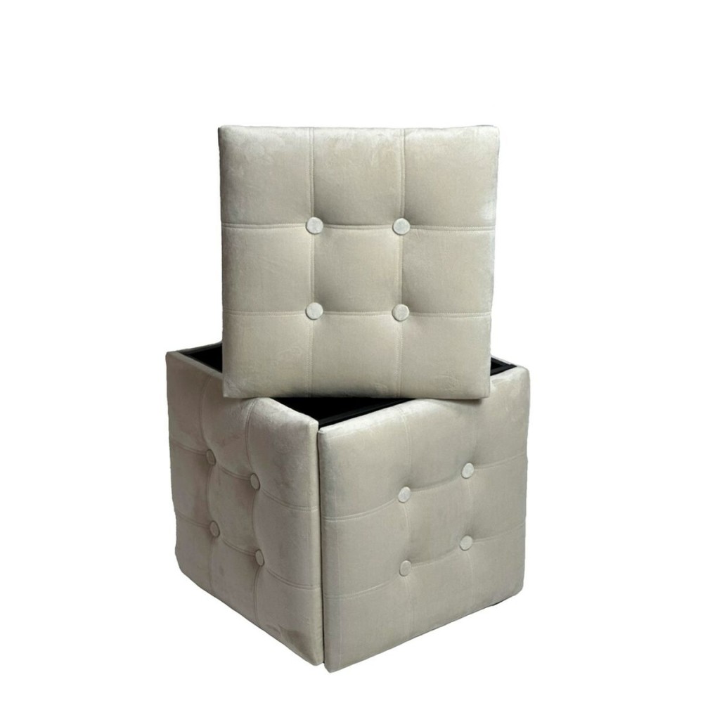 Set of stools GO GIFT Transformer Cream Velvet Steel 50 x 50 x 50 cm Pouffe 5-in-1 5 Units