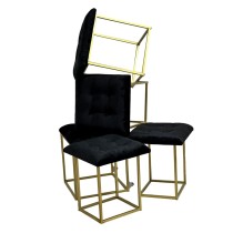 Set of stools GO GIFT Transformer Black Velvet Steel 50 x 50 x 50 cm Pouffe 5-in-1 5 Units