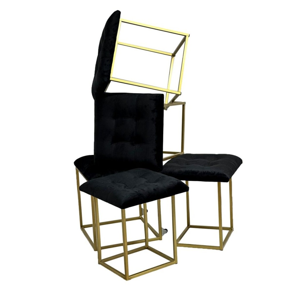 Set of stools GO GIFT Transformer Black Velvet Steel 50 x 50 x 50 cm Pouffe 5-in-1 5 Units