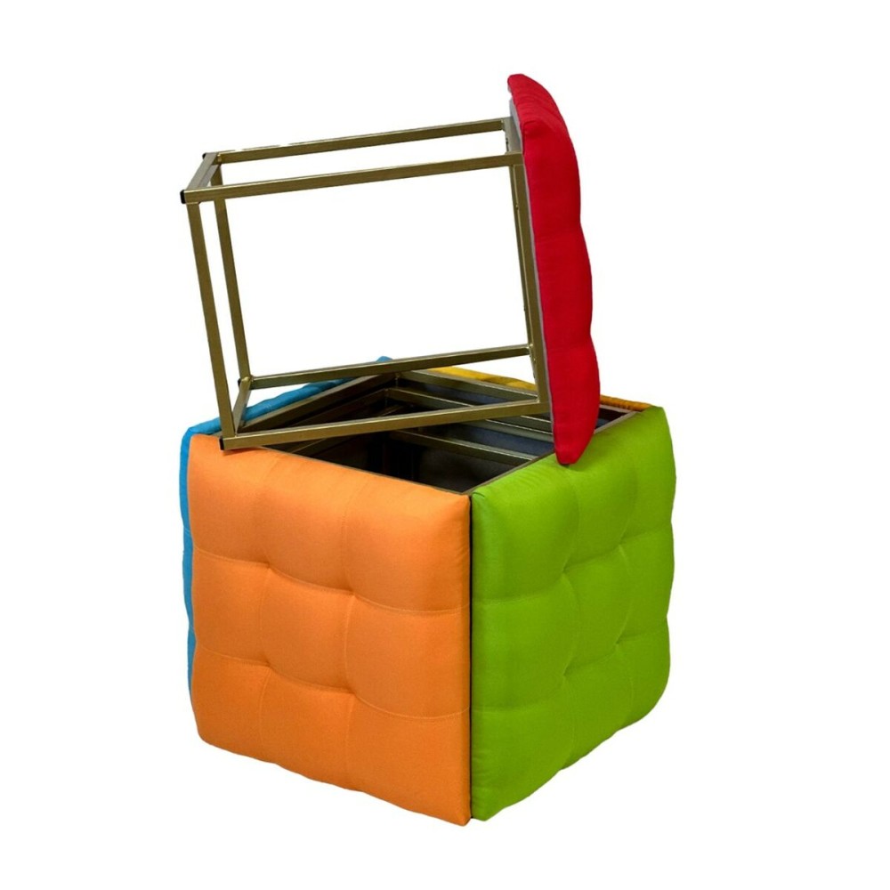 Stuhl-Set GO GIFT Transformer Bunt Haut Stahl 50 x 50 x 50 cm Puff 5 in 1 5 Stück