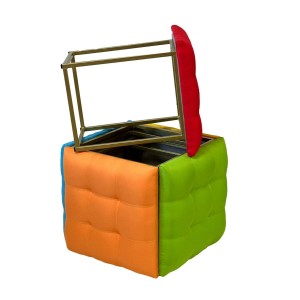 Stuhl-Set GO GIFT Transformer Bunt Haut Stahl 50 x 50 x 50 cm Puff 5 in 1 5 Stück