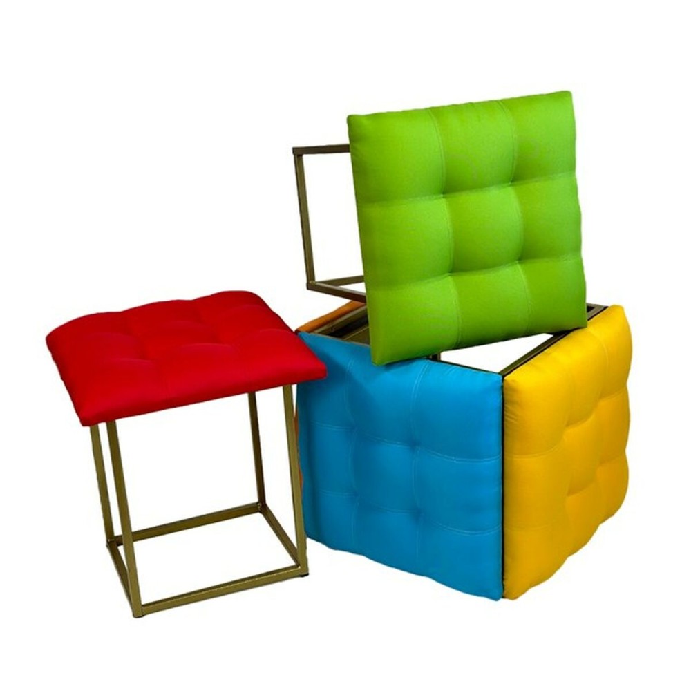 Stuhl-Set GO GIFT Transformer Bunt Haut Stahl 50 x 50 x 50 cm Puff 5 in 1 5 Stück