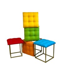 Stuhl-Set GO GIFT Transformer Bunt Haut Stahl 50 x 50 x 50 cm Puff 5 in 1 5 Stück