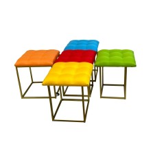 Stuhl-Set GO GIFT Transformer Bunt Haut Stahl 50 x 50 x 50 cm Puff 5 in 1 5 Stück