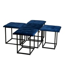 Stuhl-Set GO GIFT Transformer Granatrot Samt Stahl 50 x 50 x 50 cm Puff 5 in 1 5 Stück