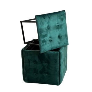 Stuhl-Set GO GIFT Transformer Dunkelgrün Samt Stahl 50 x 50 x 50 cm Puff 5 in 1 5 Stück