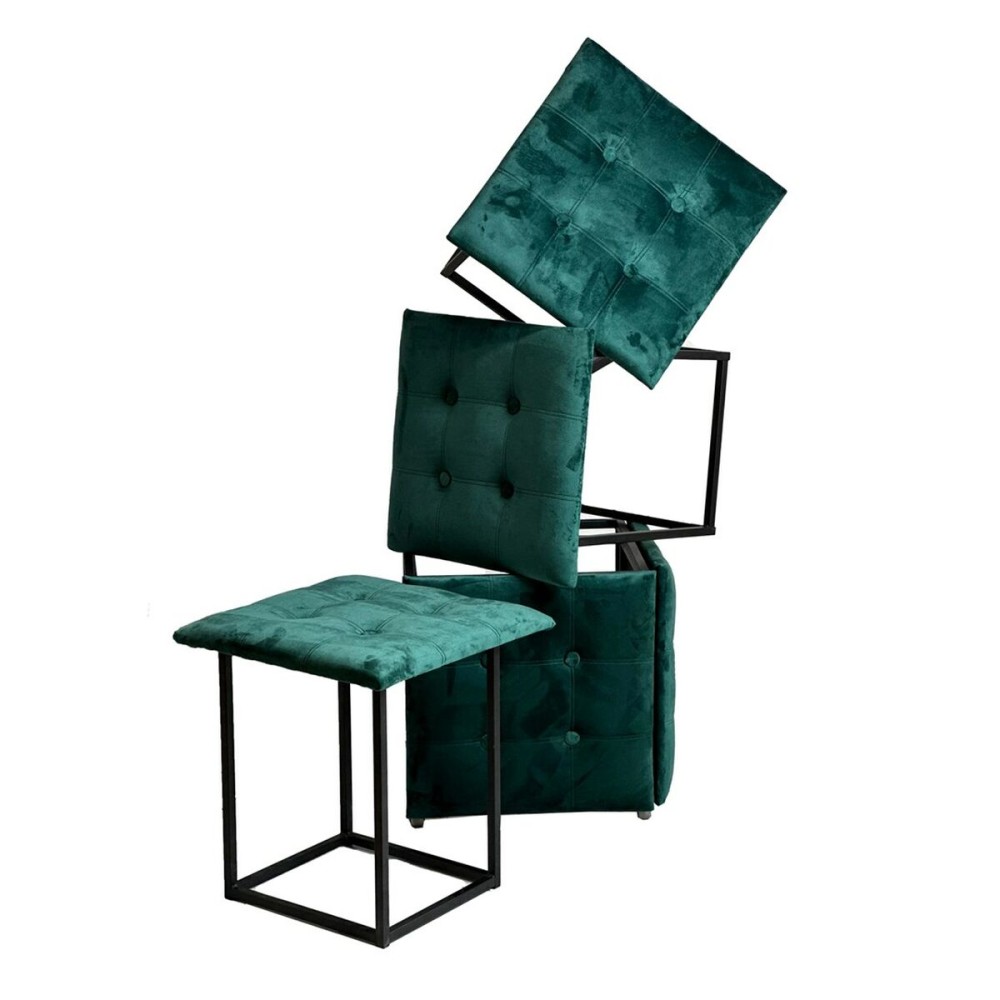 Set of stools GO GIFT Transformer Dark green Velvet Steel 50 x 50 x 50 cm Pouffe 5-in-1 5 Units