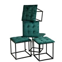 Set of stools GO GIFT Transformer Dark green Velvet Steel 50 x 50 x 50 cm Pouffe 5-in-1 5 Units