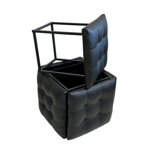 Stuhl-Set GO GIFT Transformer Schwarz Haut Stahl 50 x 50 x 50 cm Puff 5 in 1 5 Stück