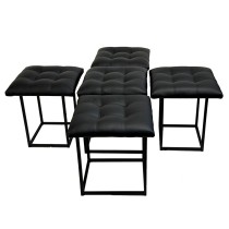 Set of stools GO GIFT Transformer Black Leather Steel 50 x 50 x 50 cm Pouffe 5-in-1 5 Units