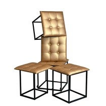 Set of stools GO GIFT Transformer Camel Leather Steel 50 x 50 x 50 cm Pouffe 5-in-1 5 Units