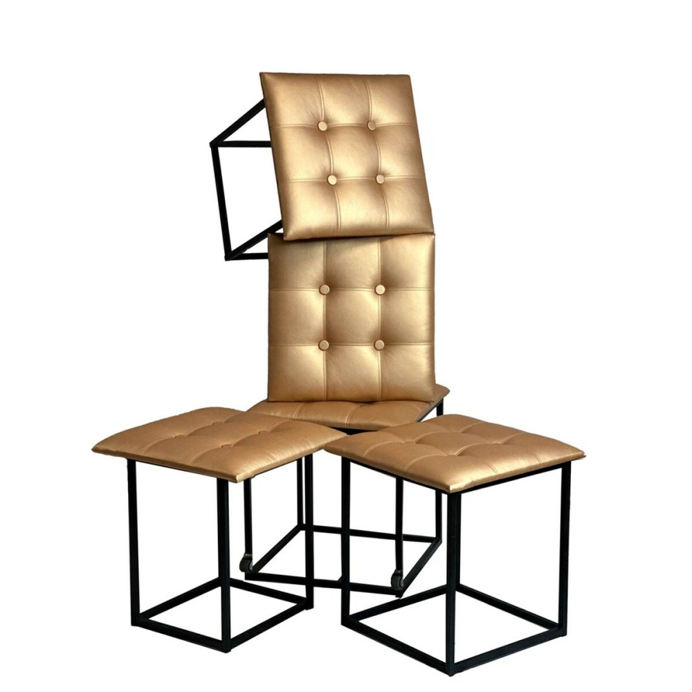 Set of stools GO GIFT Transformer Camel Leather Steel 50 x 50 x 50 cm Pouffe 5-in-1 5 Units