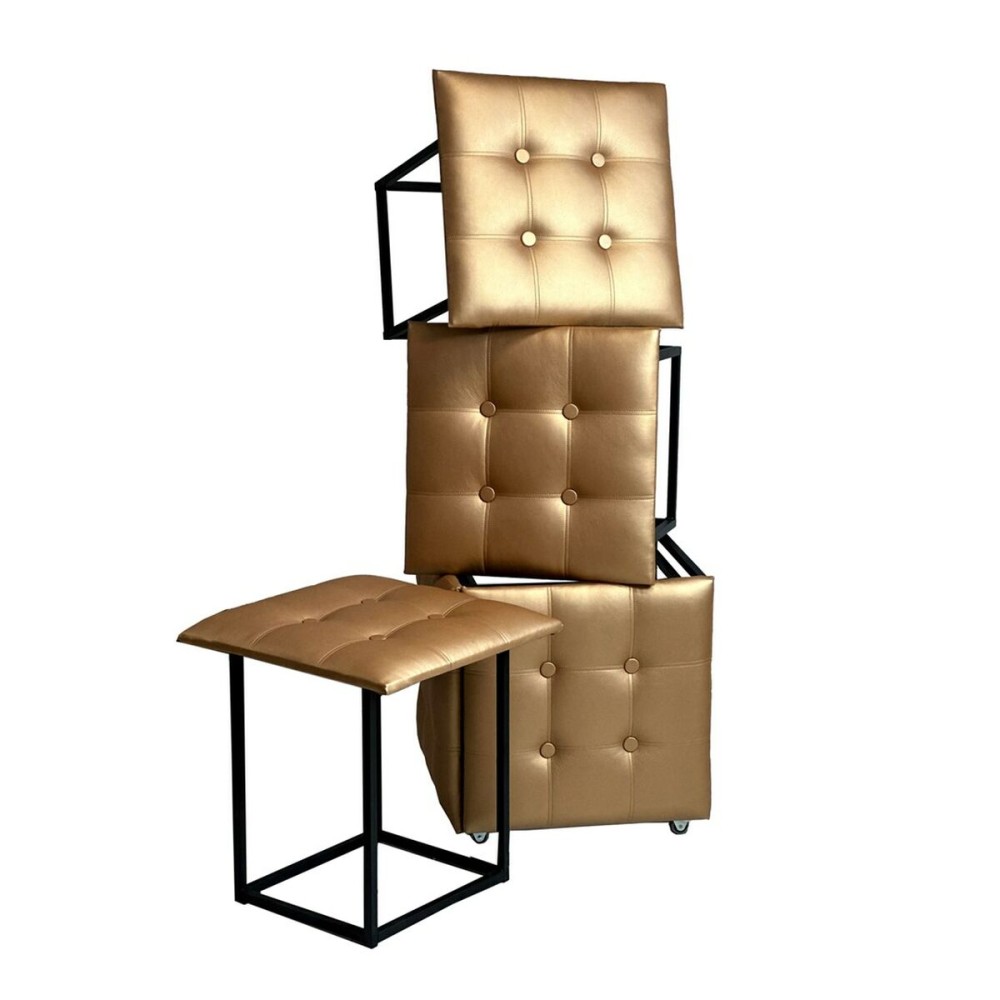 Stuhl-Set GO GIFT Transformer Camel Haut Stahl 50 x 50 x 50 cm Puff 5 in 1 5 Stück