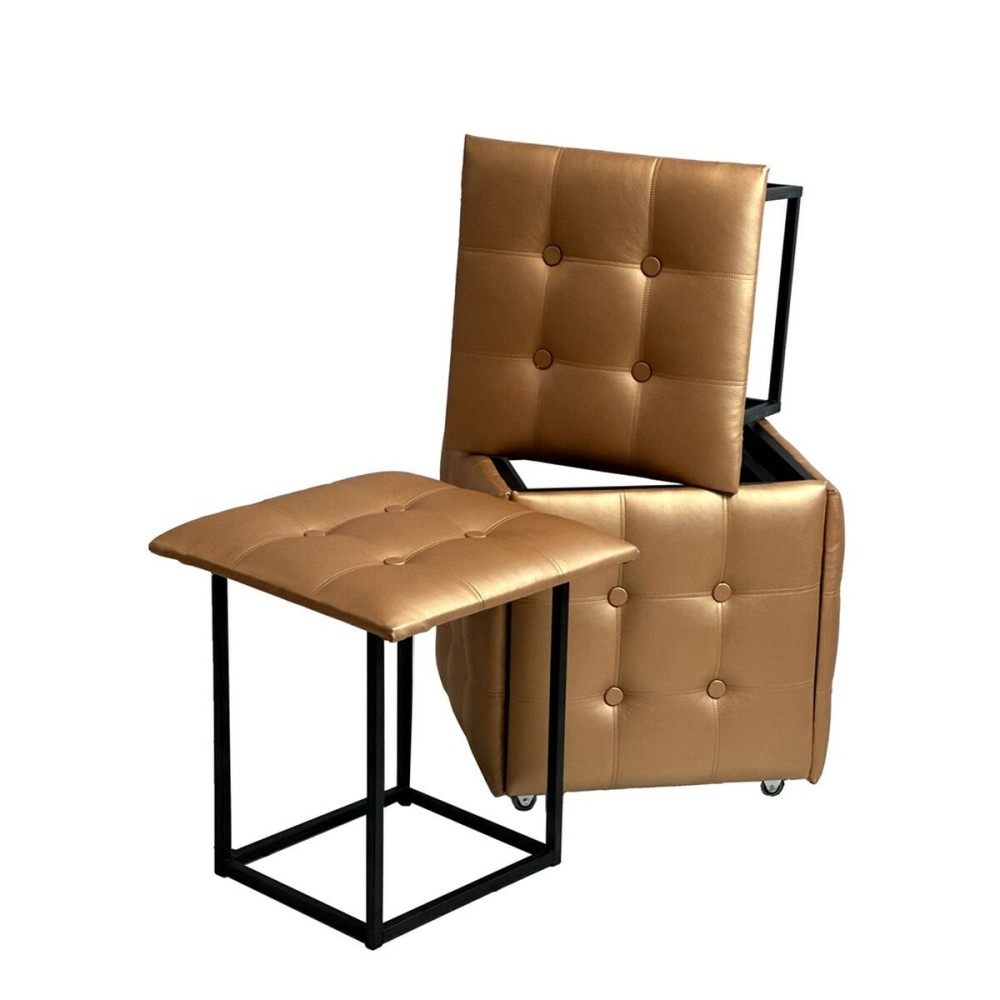 Stuhl-Set GO GIFT Transformer Camel Haut Stahl 50 x 50 x 50 cm Puff 5 in 1 5 Stück