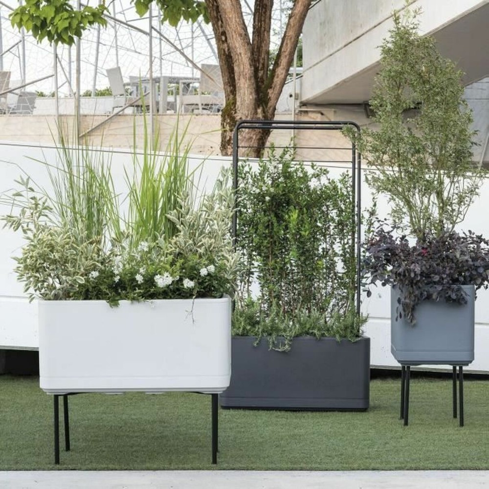 Blumentopf Deroma Grau 38 x 38 x 39 cm Kunststoff karriert Würfel 38 cm