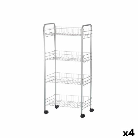 Gemüsewagen Kinvara W4117-1-S Silberfarben Metall Polypropylen Kunststoff 37 x 27 x 82,5 cm (4 Stück)