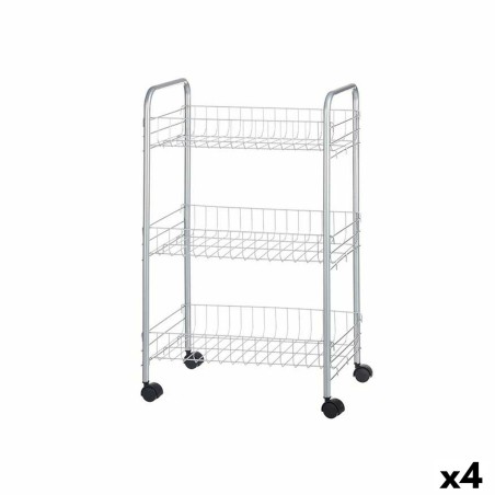 Gemüsewagen Silberfarben Metall Kunststoff 37 x 27 x 62,3 cm (4 Stück)