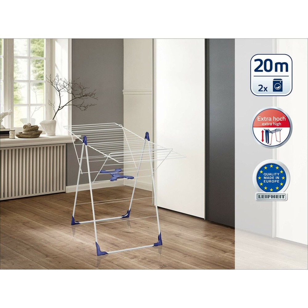 Clothes Line Leifheit 81408 CLASSIC 200 Flex Steel polypropylene Plastic Blue White 20 m