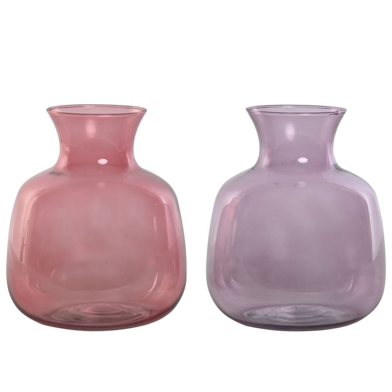 Vase Home ESPRIT Pink Lilac Crystal 16 x 16 x 19 cm (2 Units)