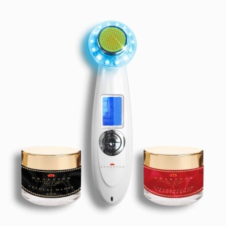 Facial Massager with Radiofrequency, Phototherapy and Electrostimulation Drakefor 9902 White 3 Pieces