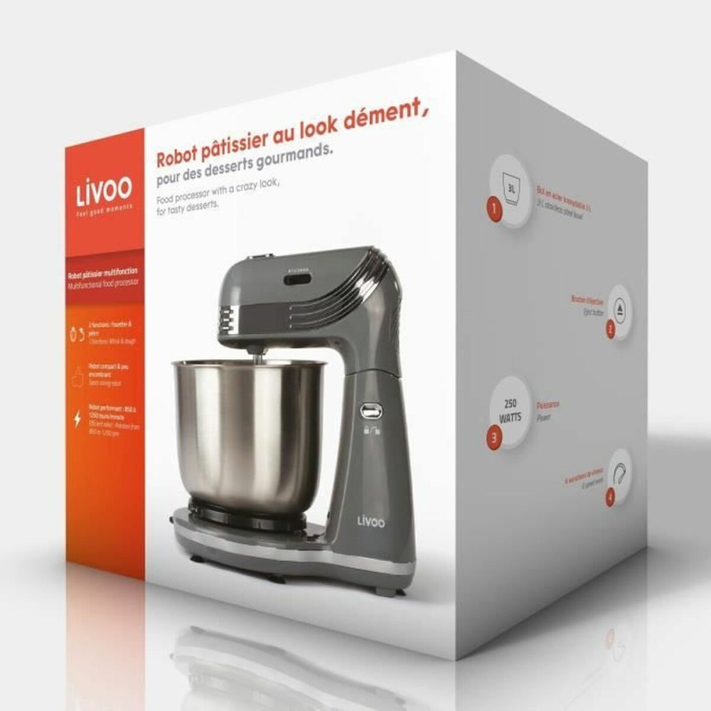 Küchenmaschine Livoo DOP137G Grau 1000 W 3 L