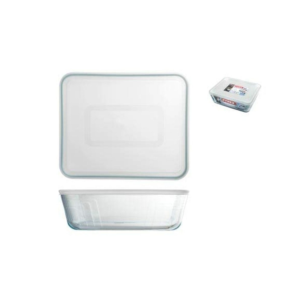 Récipient de Conservation des Aliments Pyrex Blanc Noir Transparent Clear Rectangulaire