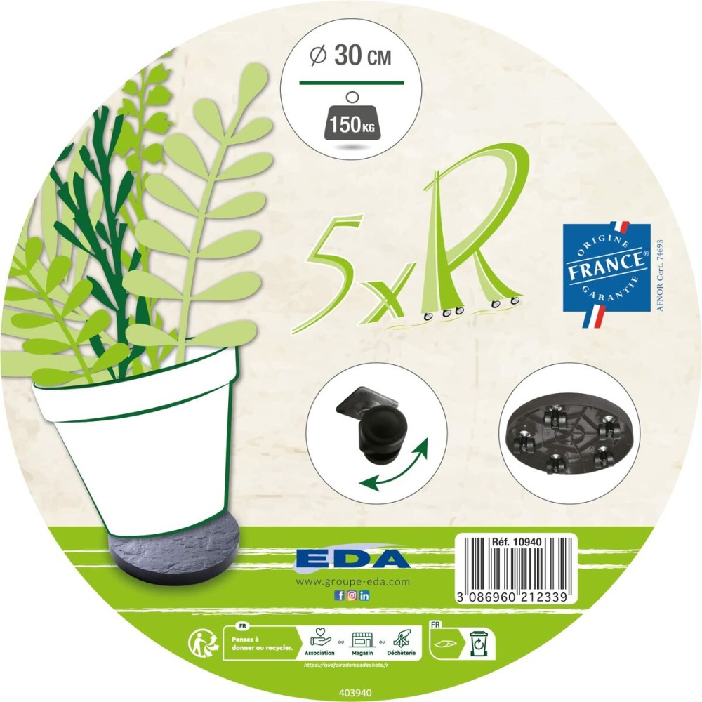Support à roulettes pour pots de fleurs EDA 