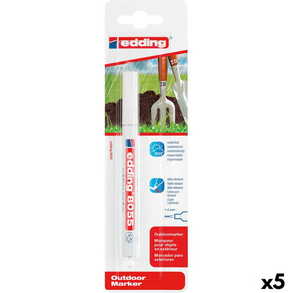 Marqueur permanent Edding 8055 Blanc 1-2 mm (5 Unités)