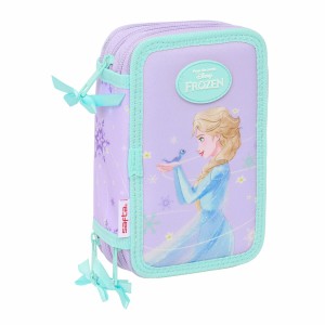 Dreifaches Federmäppchen Frozen Spirit Lila 12,5 x 19,5 x 5,5 cm 37 Stücke