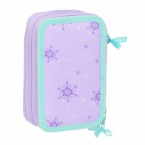 Dreifaches Federmäppchen Frozen Spirit Lila 12,5 x 19,5 x 5,5 cm 37 Stücke