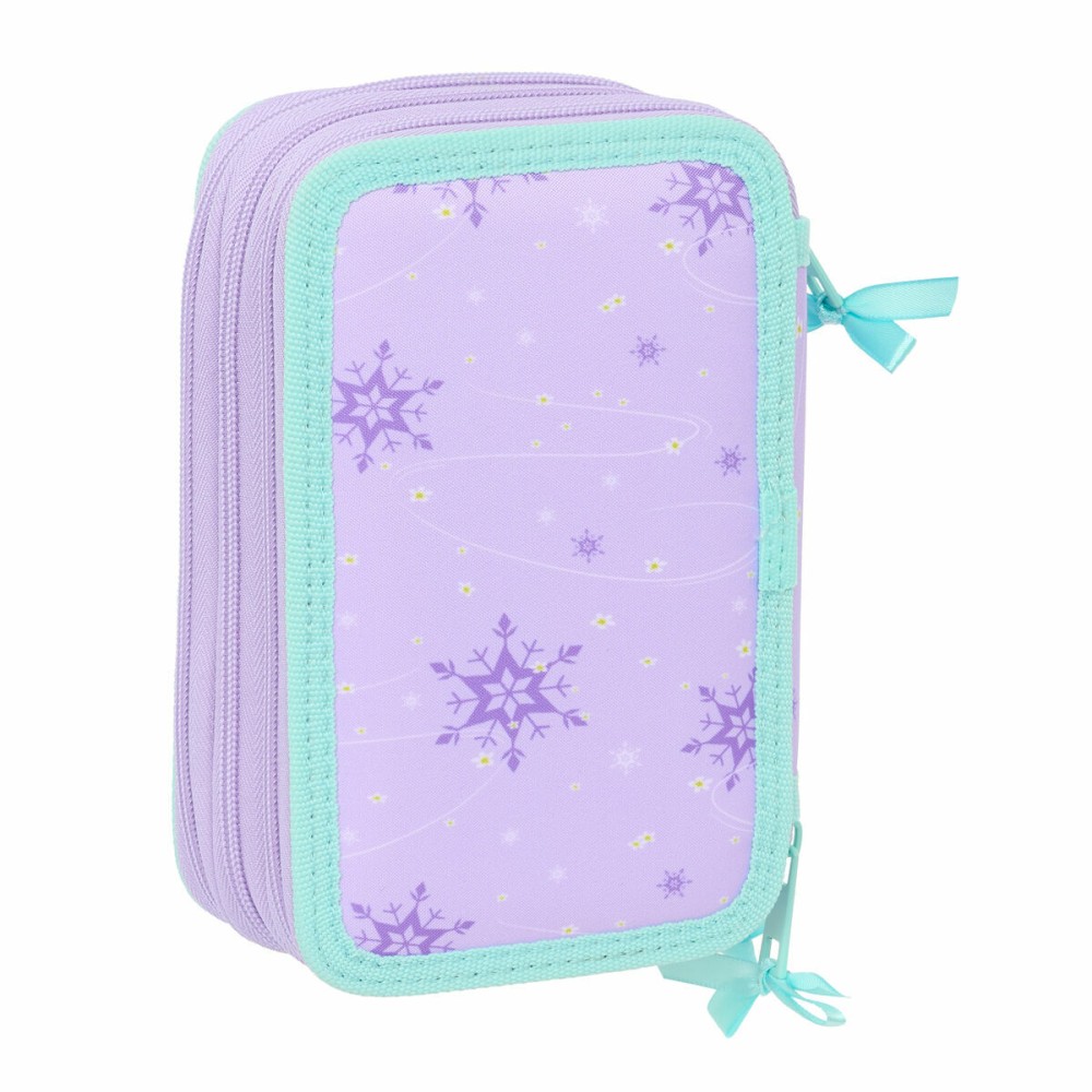 Dreifaches Federmäppchen Frozen Spirit Lila 12,5 x 19,5 x 5,5 cm 37 Stücke
