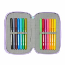 Dreifaches Federmäppchen Frozen Spirit Lila 12,5 x 19,5 x 5,5 cm 37 Stücke